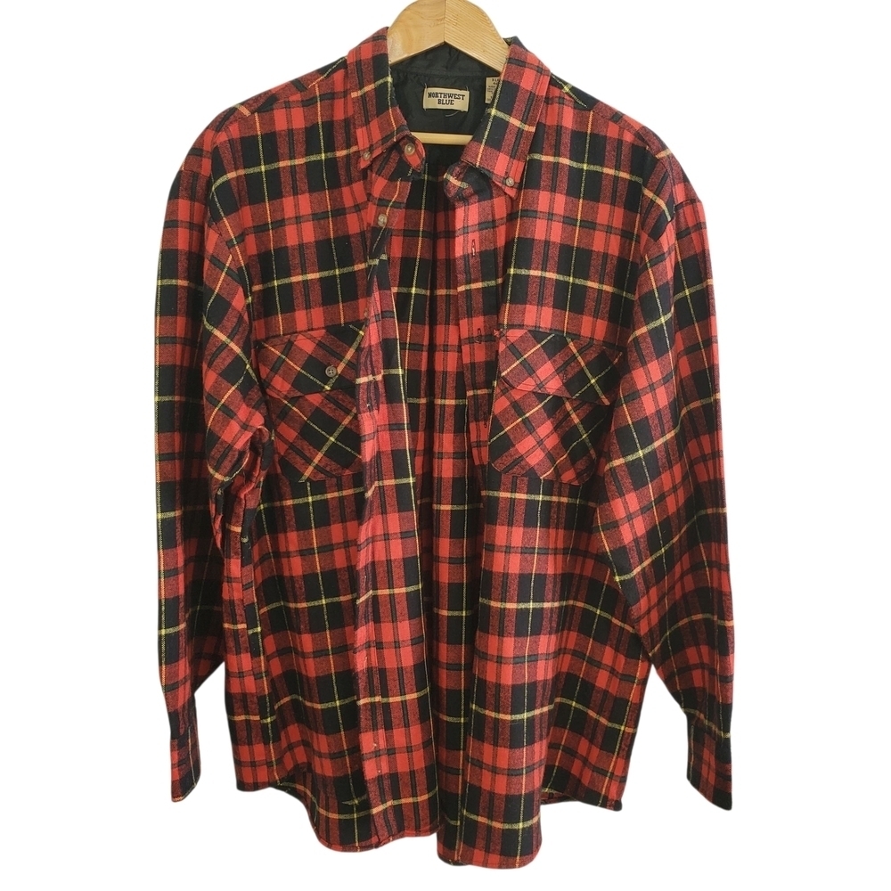 Vintage Northwest Blue Red and Black Plaid Flannel. XL.  0118